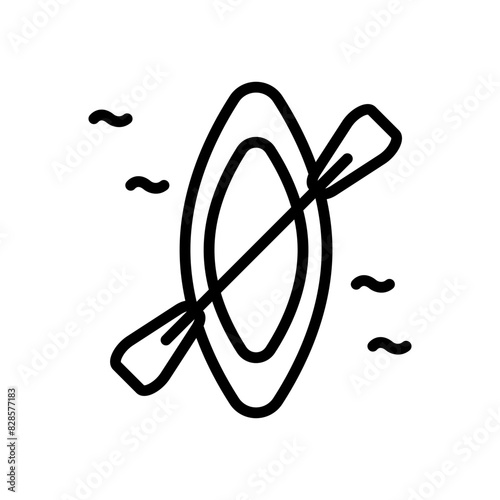 Kayak line icon. Camping icon. Camping icon isolated on white background. Transparent background, minimalist symbol. Vector images