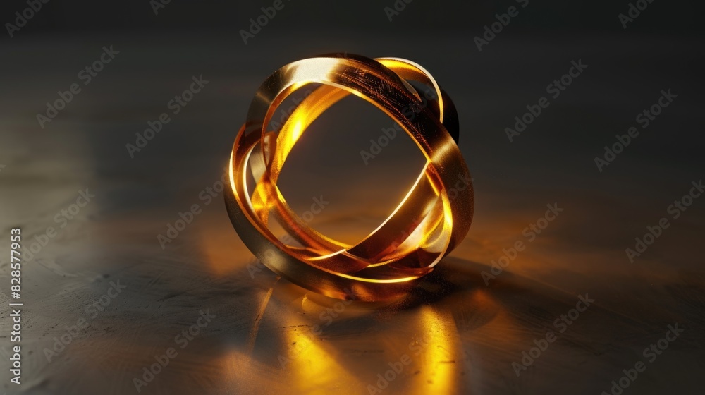A beautiful gold ring displayed on a shiny surface. Perfect for jewelry and luxury concepts A beautiful gold ring displayed on a shiny surface. Perfect for jewelry and luxury concepts
