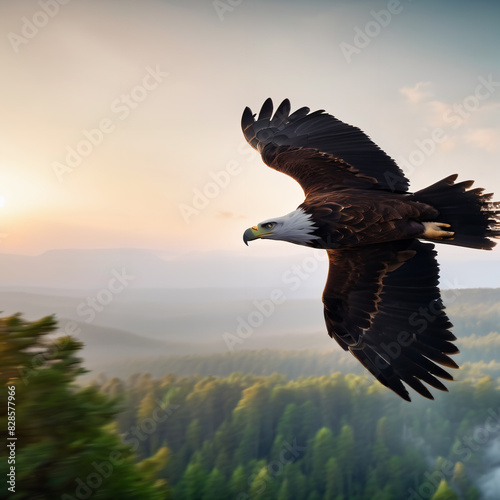 Eagle flying over natioinal park square image illustration photo