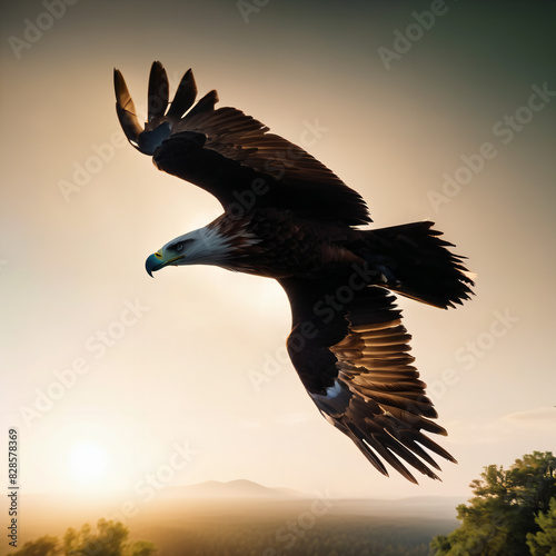 Eagle flying over natioinal park square image illustration photo