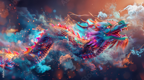 Chinese Dragon on Shooting Stock Graph Montage 
