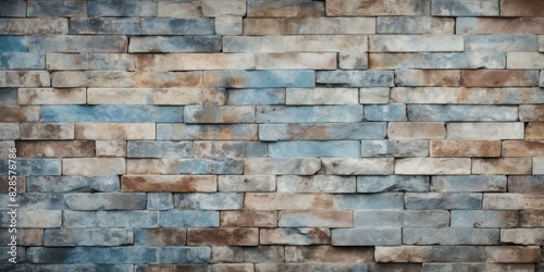 Blue and beige brown brick wall concrete or stone texture
