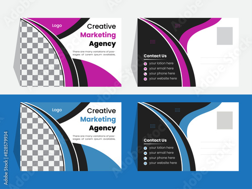 
Editable creative corporate Postcard Design vector. Modern business postcard design template.
