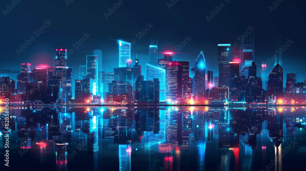 Obraz premium Technology city background 