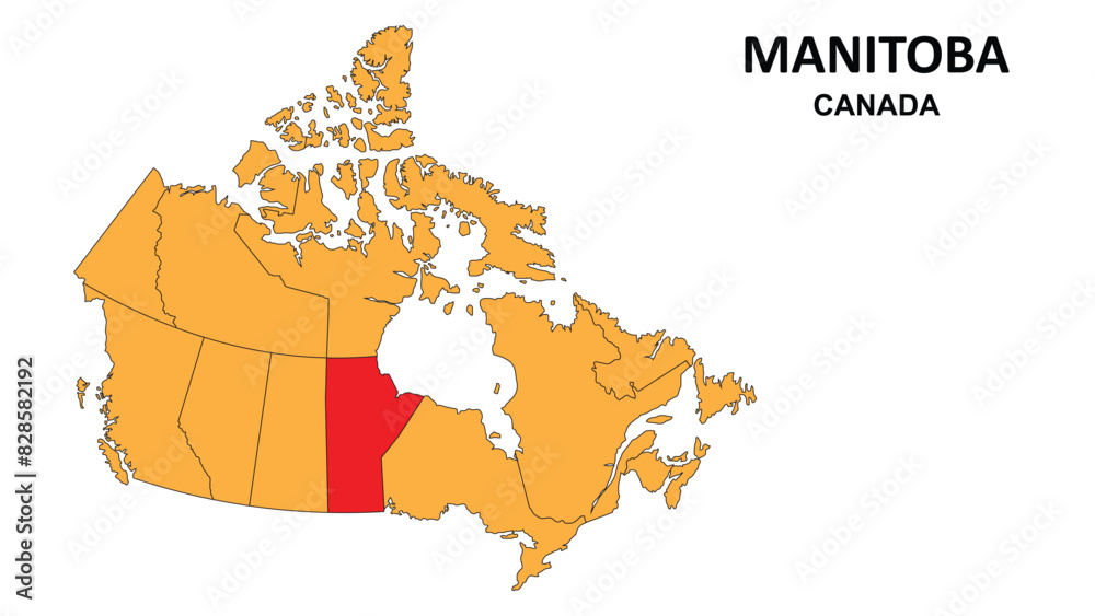 Manitoba Map is highlighted on the Canada map with detailed state and ...