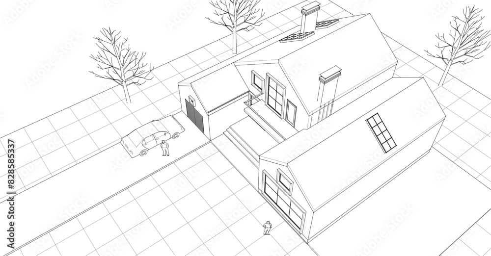 townhouse architectural sketch 3d illustration
townhouse architectural sketch 3d illustration