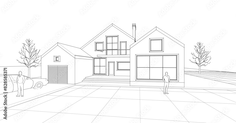 townhouse architectural sketch 3d illustration
townhouse architectural sketch 3d illustration