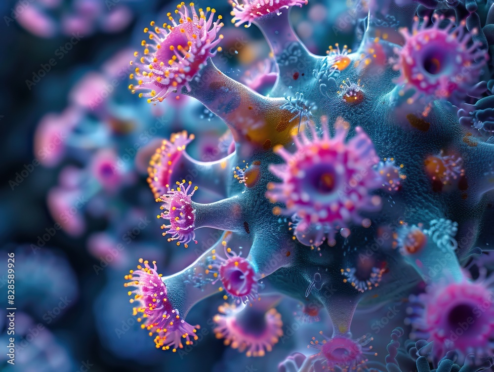 Close-up photo of a vibrant and colorful coral reef, showing intricate details of coral polyps in a marine underwater environment. Close-up photo of a vibrant and colorful coral reef, showing intricate details of coral polyps in a marine underwater environment.