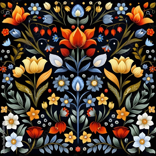 colorful pattern with tulips