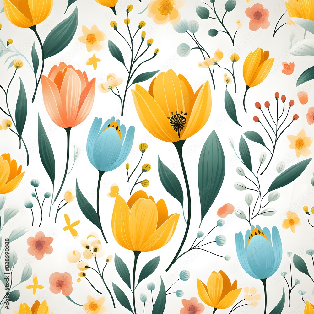 colorful pattern with tulips colorful pattern with tulips