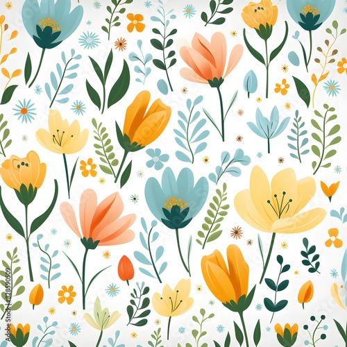 Wallpaper Mural colorful pattern with tulips Torontodigital.ca
