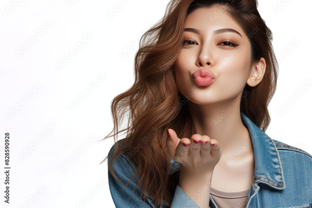 woman make kiss Isolated on white background woman make kiss Isolated on white background