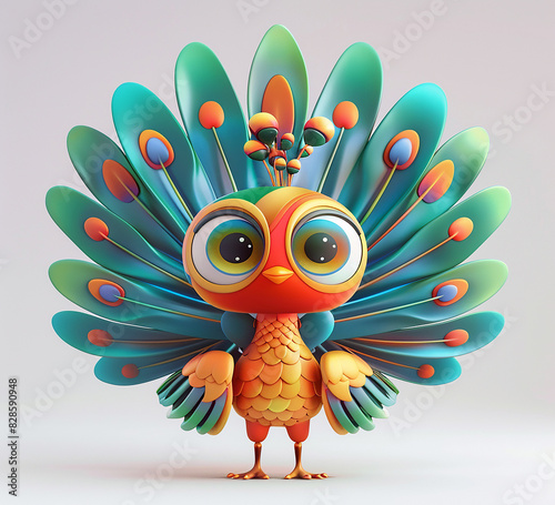 3d rendered photo of baby peacock made with generative AI