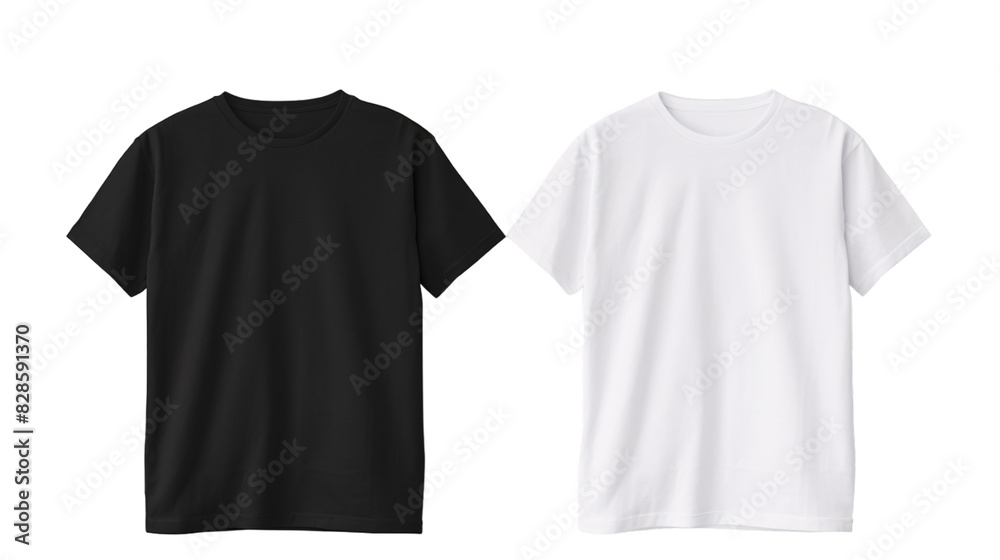 Black and white t-shirt mockup on an isolated background