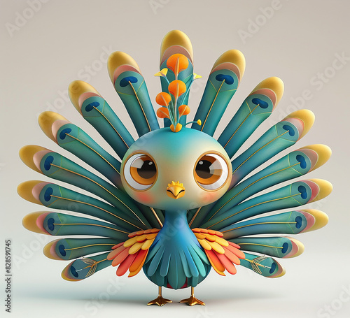 3d rendered photo of baby peacock made with generative AI