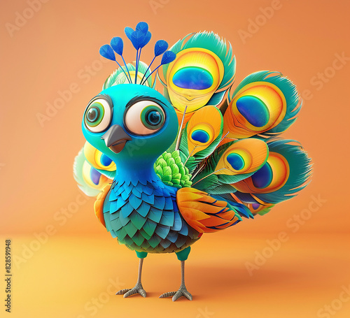 3d rendered photo of baby peacock made with generative AI