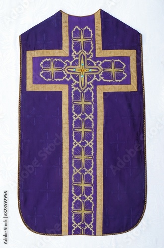 Gold embroidered church chasubles photo