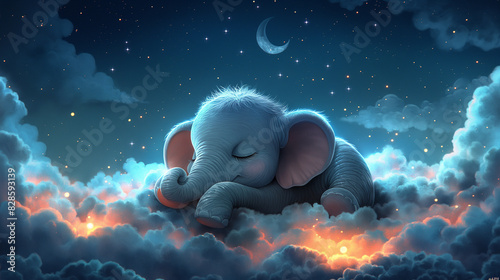elephant sleeps in the clouds