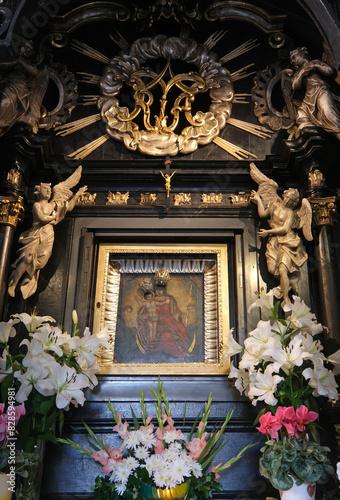 Altar of Our Lady of the Kamenita Vrata in the chapel of Our Lady of the Kamenita vrata (Stone Gate) in Zagreb, Croatia photo