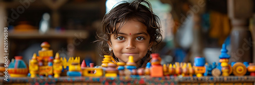 Prompt Indus civilisation child playing with handmade toys