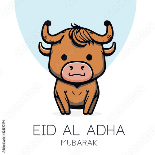 Eid Al Adha Mubarak Islamic Celebration Muslim Community event  Eid Greeting Card Cute Illustration