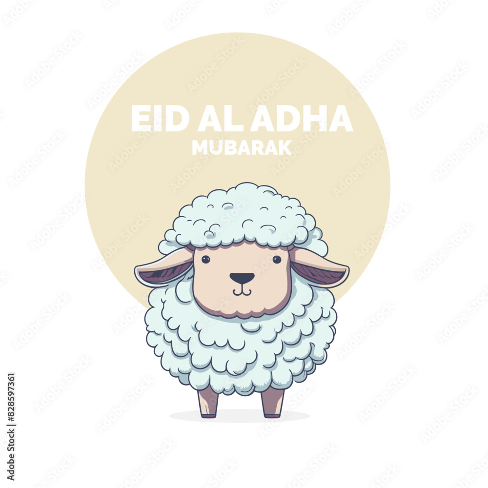 Eid Al Adha Mubarak Islamic Celebration Muslim Community event, Eid Greeting Card Cute Illustration