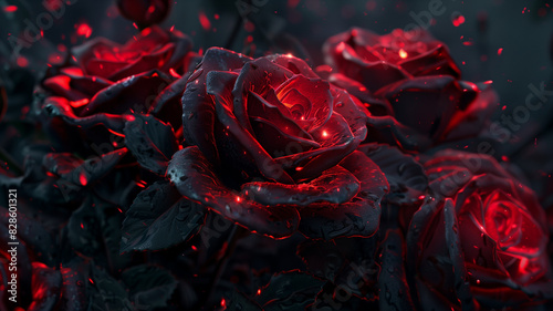 Beautifully shining rose in burgundy  copy space  space for text  Generative AI.                                                                                               Generative AI   