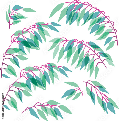 Nature tree leafs flat vector illustration. Vector illustration (ID: 828603560)