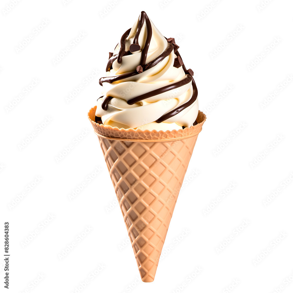 ice cream in a cone with chocolate isolated on a transparent background ice cream in a cone with chocolate isolated on a transparent background