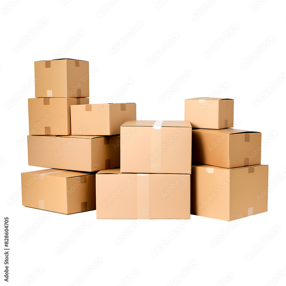 Pile of cardboard boxes isolated on a transparent background Pile of cardboard boxes isolated on a transparent background