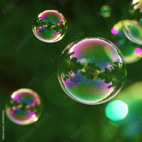 soap bubbles on green background © bmf-foto.de