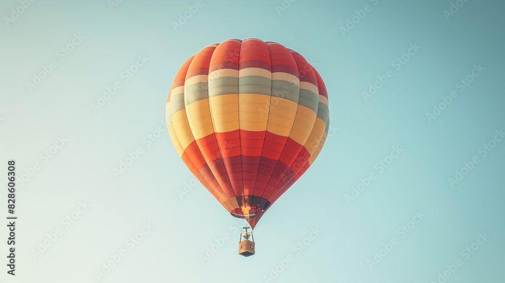 Naklejka premium A hot air balloon floats gracefully against a clear blue sky