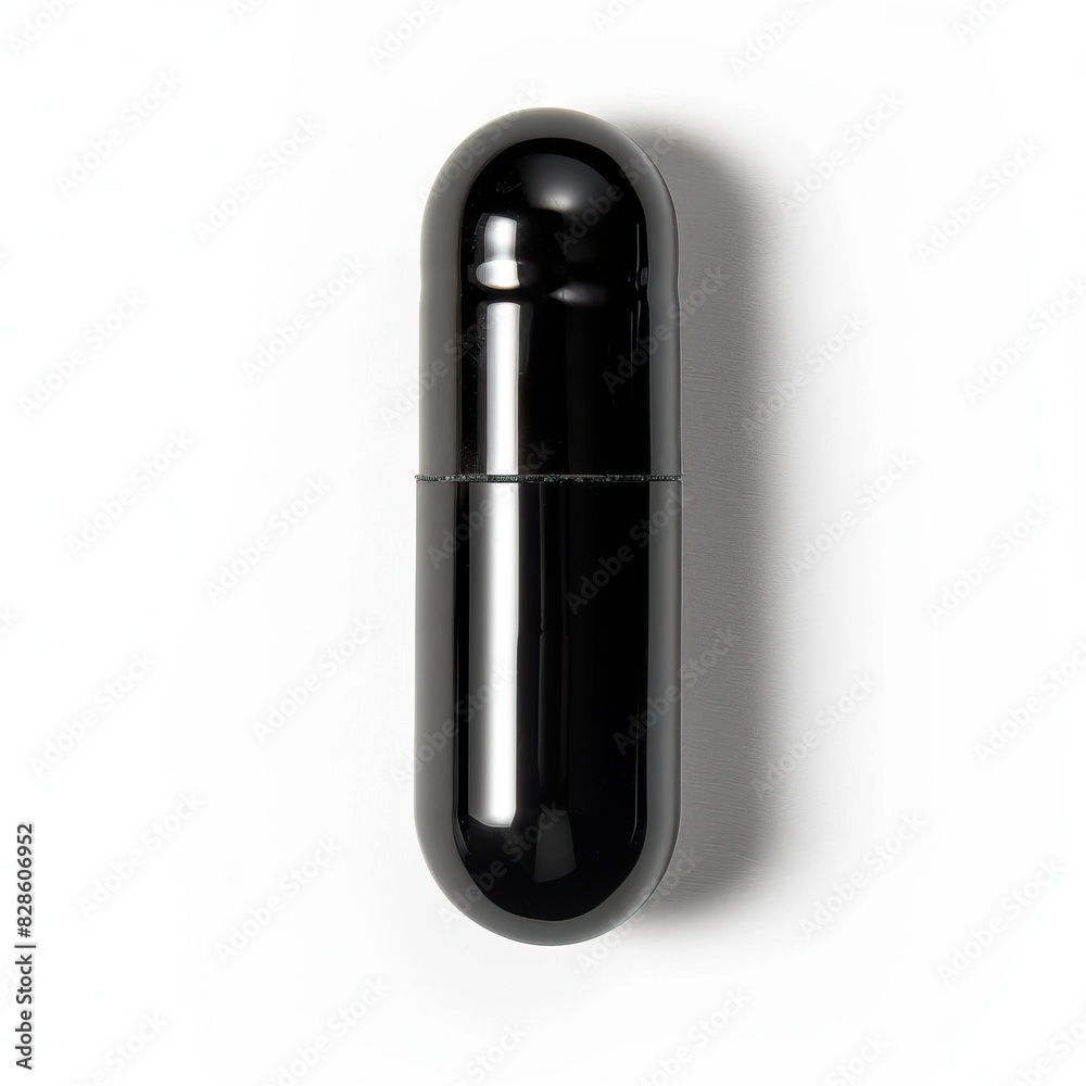Black capsule pill on white background Black capsule pill on white background