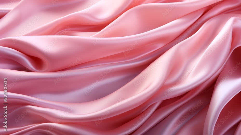 Obraz premium The photo shows opulent pink silk fabric, with soft folds and shiny texture, suitable for elegant backgrounds. High quality photo