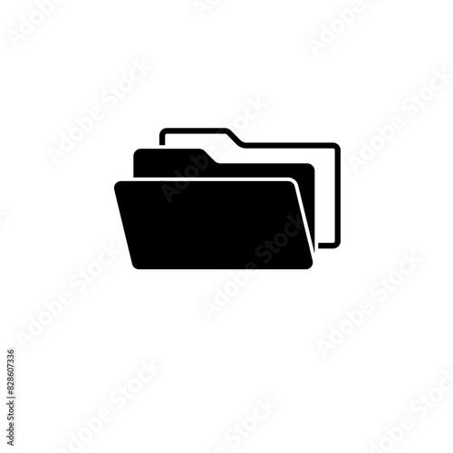 File Folder, Documents Storage Solid Flat Vector Icon Isolated on White Background.