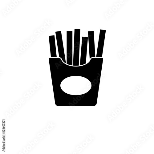 Fast Food, French Fries Solid Flat Vector Icon Isolated on White Background.