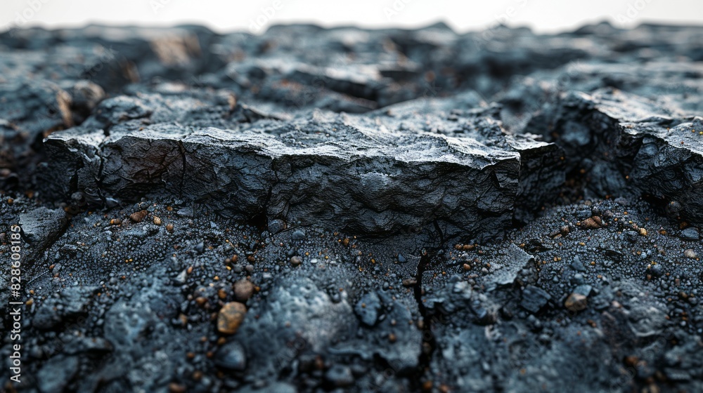 Detailed view of a textured black rock surface, showcasing its unique patterns and rugged texture Detailed view of a textured black rock surface, showcasing its unique patterns and rugged texture