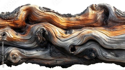 A piece of wood resembles a wave, with its curves and ridges providing a striking similarity to ocean waves