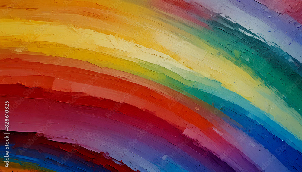 Obraz premium Rainbow painted on canvas. Abstract art background. Close-up. Created with generative AI