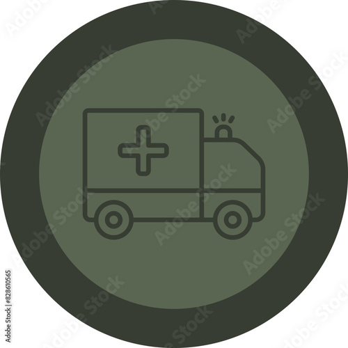 Ambulance Line Green Circle Icon