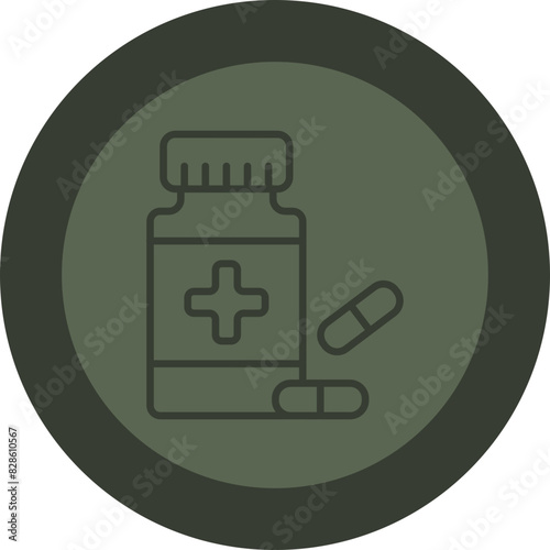 Antibiotic Line Green Circle Icon