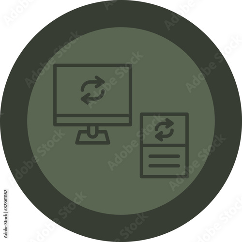 Data Synchronization Line Green Circle Icon