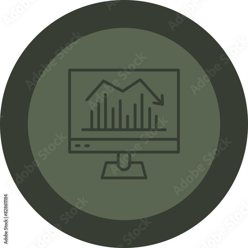 Data Information Line Green Circle Icon photo