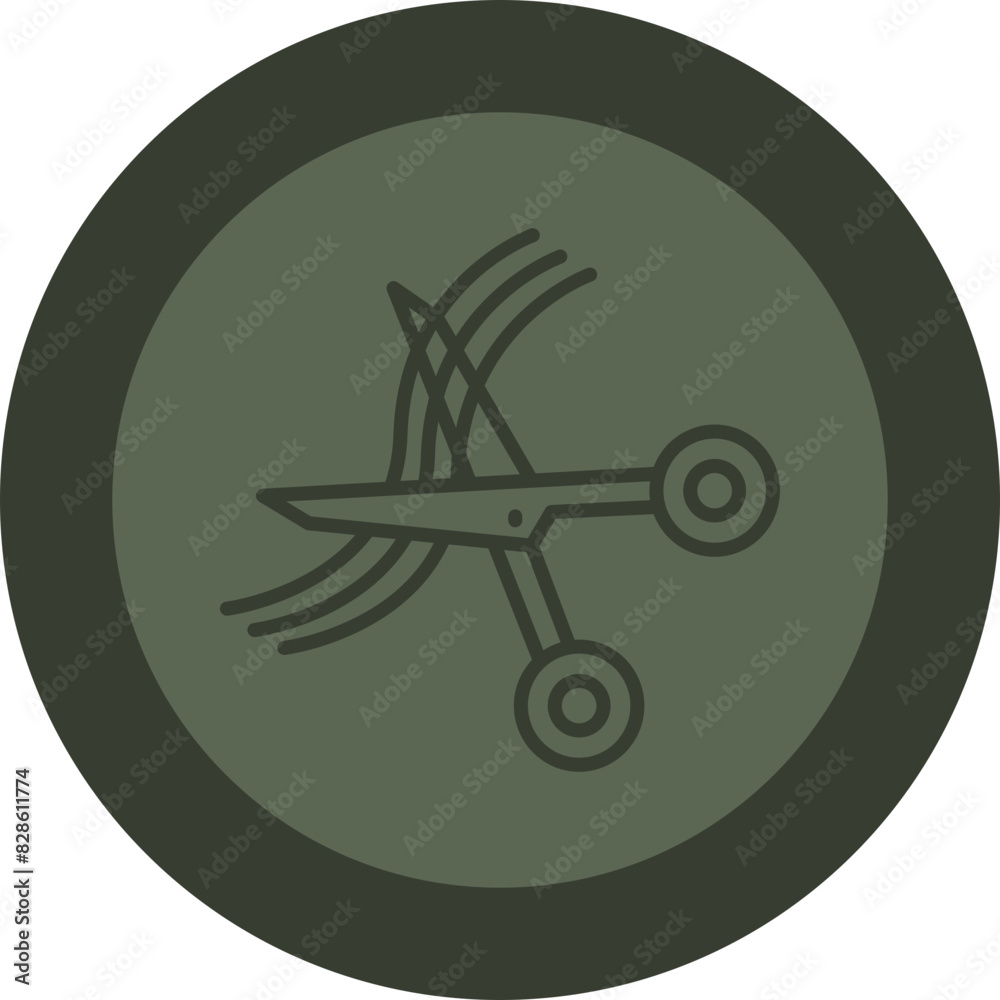 Hair Cuting Line Green Circle Icon Hair Cuting Line Green Circle Icon