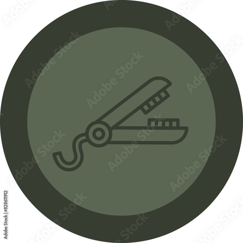 Hair Straightener Line Green Circle Icon
