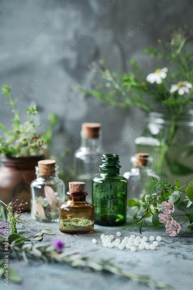 medicinal flowers and herbs on the table. selective focus medicinal flowers and herbs on the table. selective focus