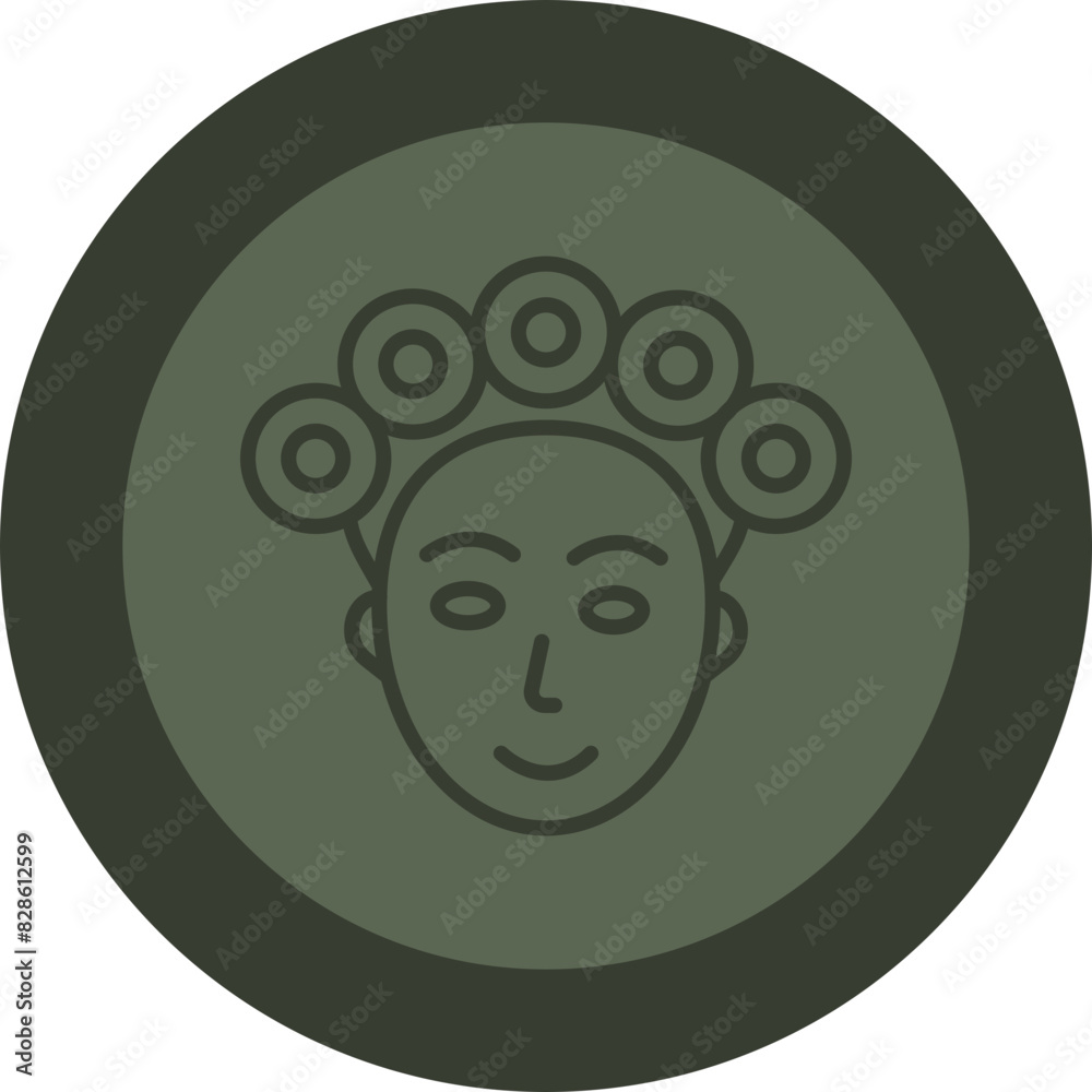Hair Curler Line Green Circle Icon Hair Curler Line Green Circle Icon