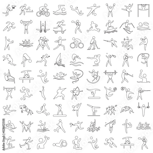 Sports icon set. Shapes Sports, Sports icon collection, Active lifestyle people and icon set, runners active lifestyle icons.