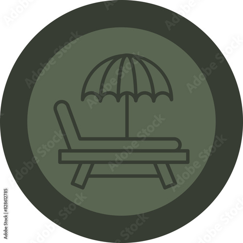 Sunbed Line Green Circle Icon