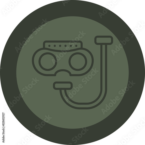 Snorkel Line Green Circle Icon